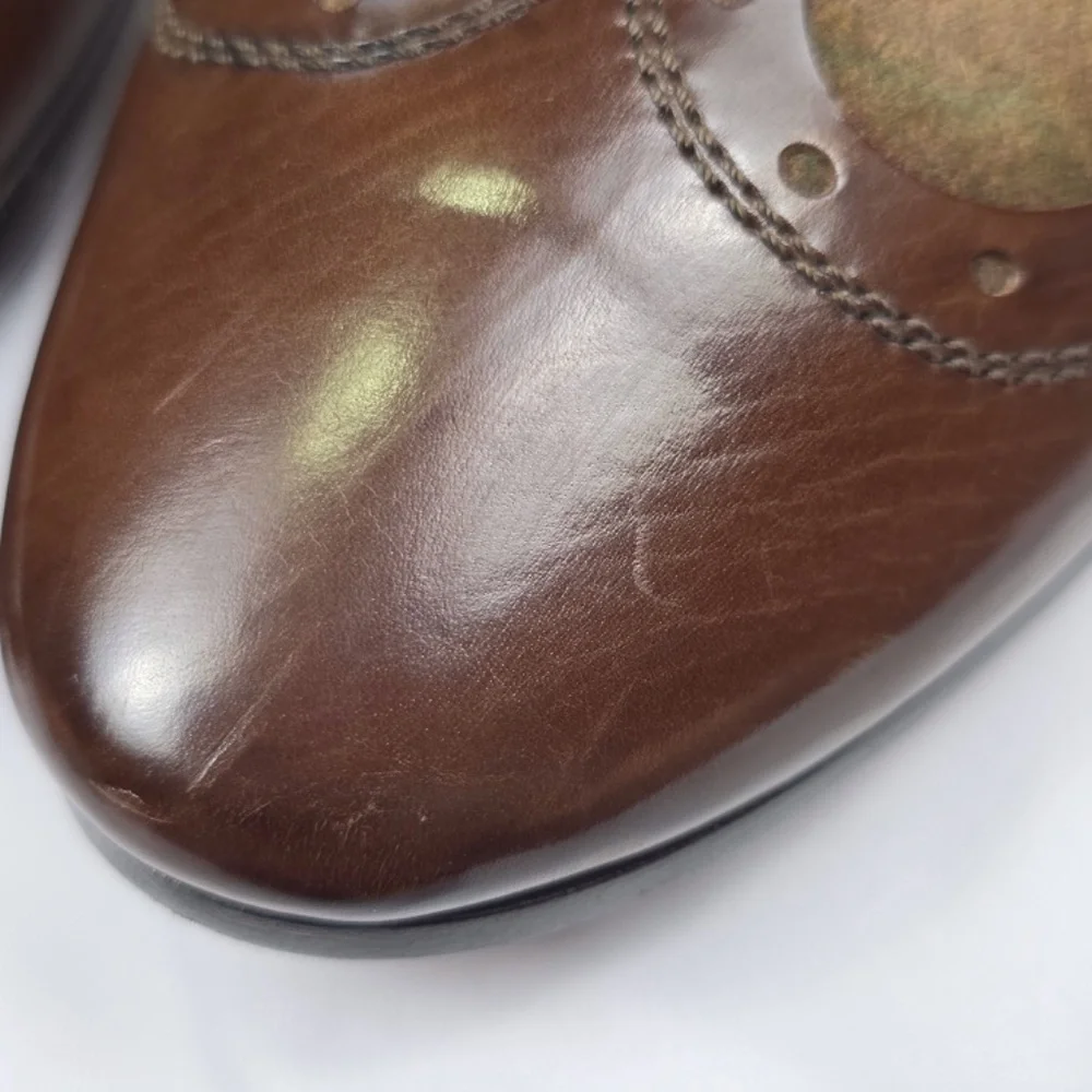Etro Men’s Shoes Sz 42 (US 9) Wingtip Oxford Brown Leather & Suede Made in Italy